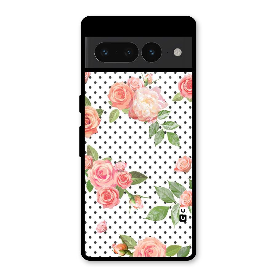 Polka Bloom White Glass Back Case for Google Pixel 7 Pro
