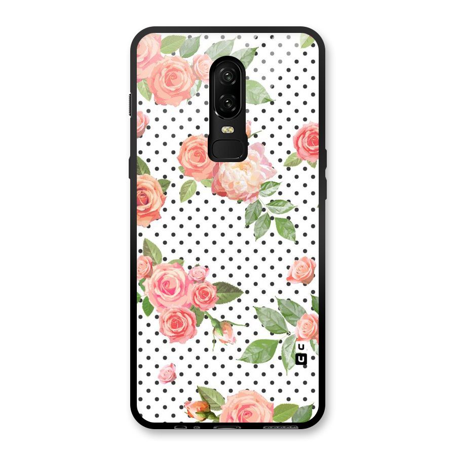 Polka Bloom White Glass Back Case for OnePlus 6
