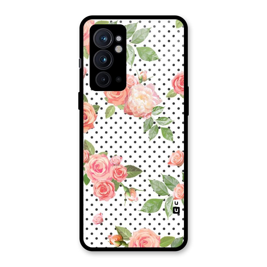 Polka Bloom White Glass Back Case for OnePlus 9RT 5G