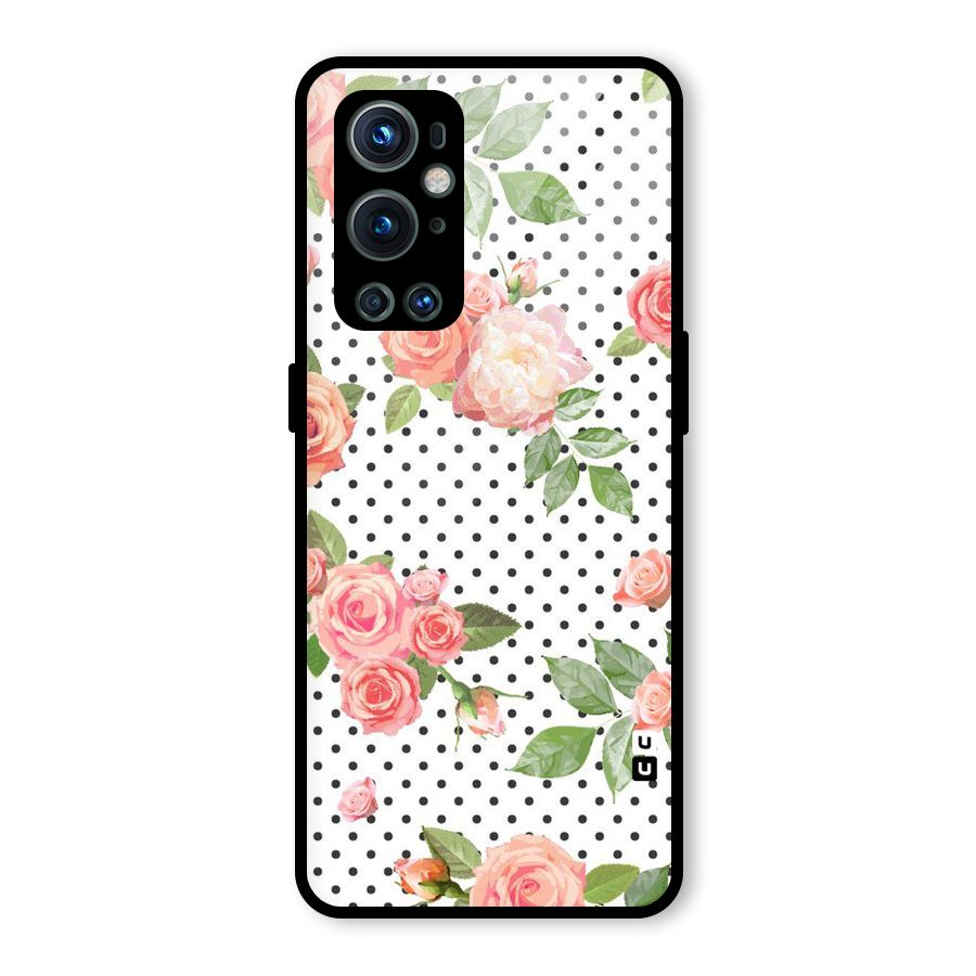 Polka Bloom White Glass Back Case for OnePlus 9 Pro