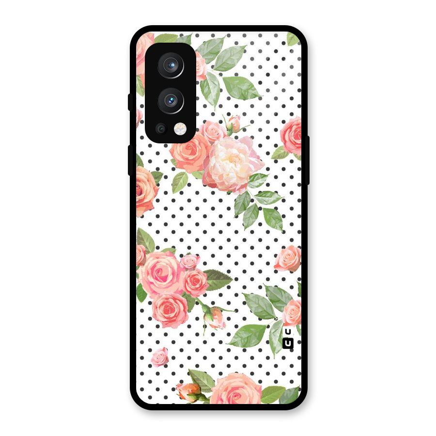 Polka Bloom White Glass Back Case for OnePlus Nord 2 5G