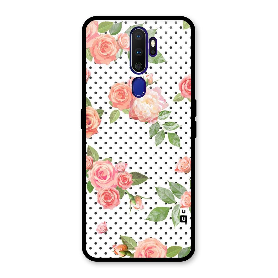 Polka Bloom White Glass Back Case for Oppo A9 (2020)