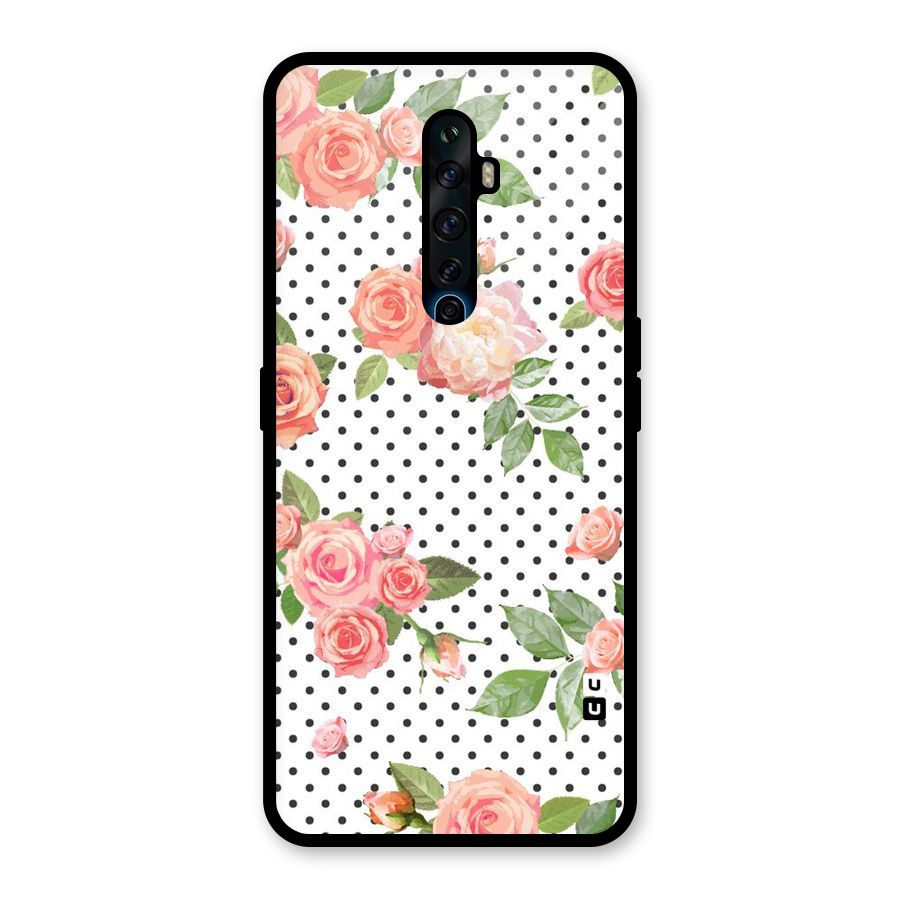 Polka Bloom White Glass Back Case for Oppo Reno2 F