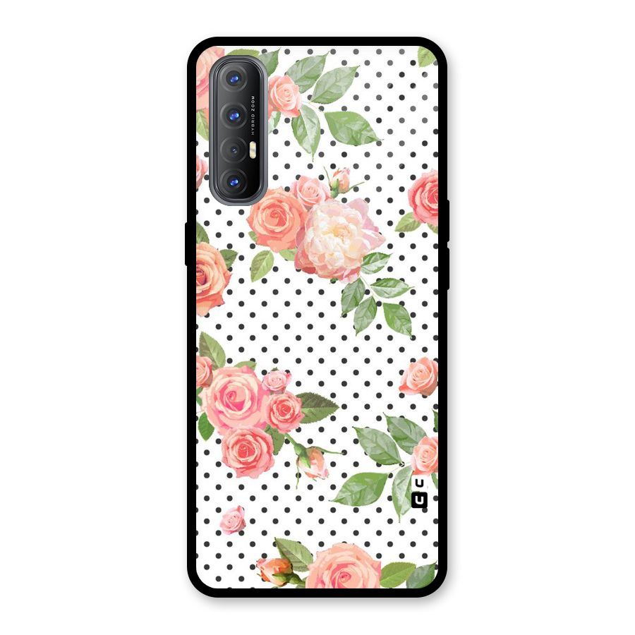 Polka Bloom White Glass Back Case for Oppo Reno3 Pro