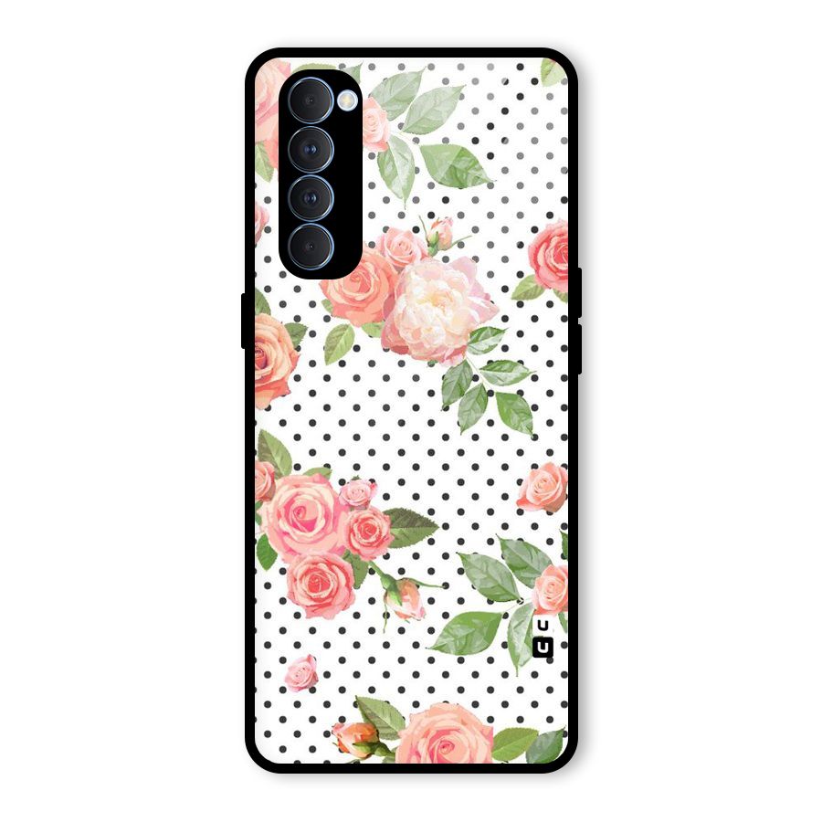 Polka Bloom White Glass Back Case for Oppo Reno4 Pro