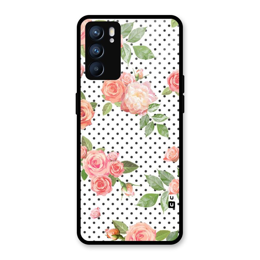 Polka Bloom White Glass Back Case for Oppo Reno6 5G