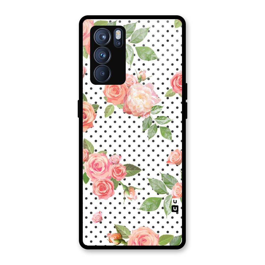 Polka Bloom White Glass Back Case for Oppo Reno6 Pro 5G