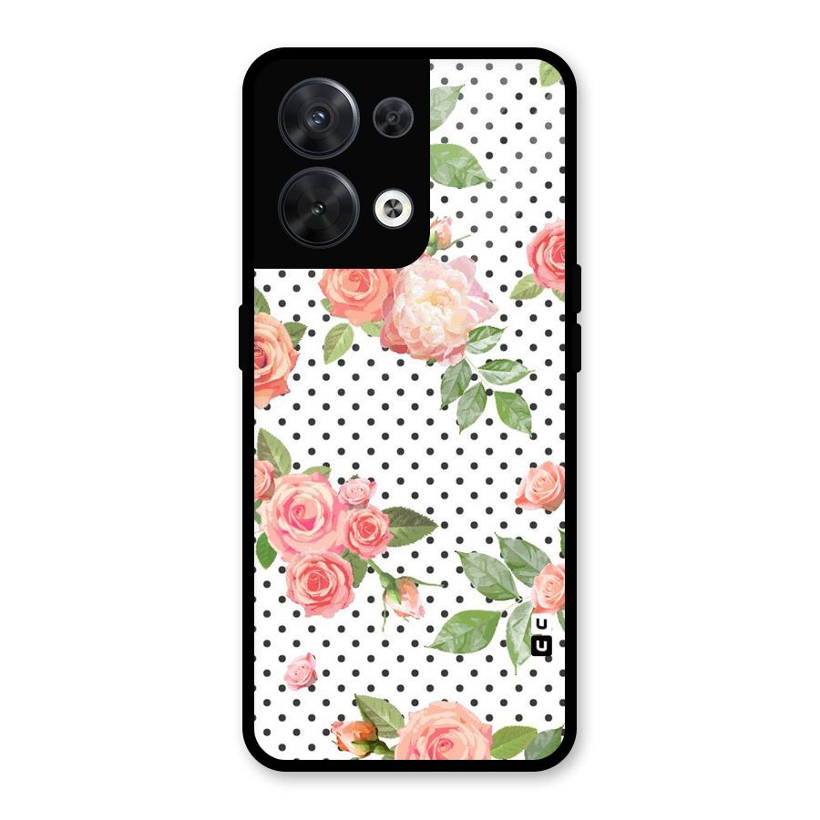 Polka Bloom White Glass Back Case for Oppo Reno8 5G
