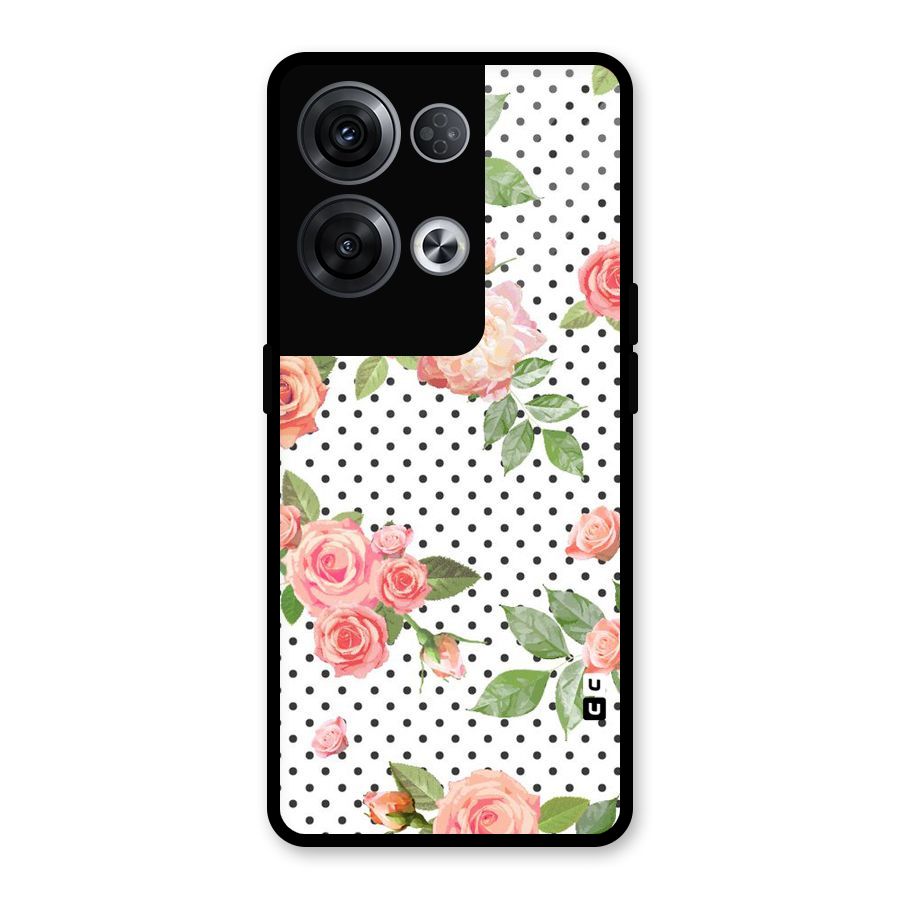 Polka Bloom White Glass Back Case for Oppo Reno8 Pro 5G