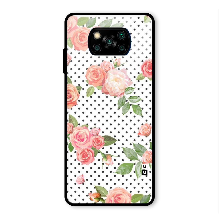 Polka Bloom White Glass Back Case for Poco X3 Pro