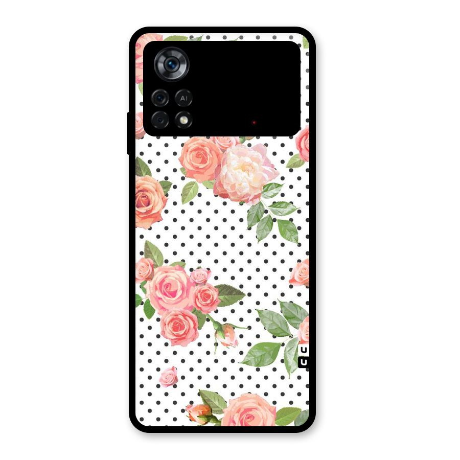 Polka Bloom White Glass Back Case for Poco X4 Pro 5G