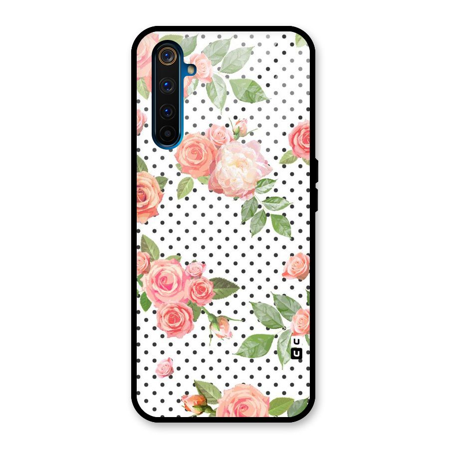 Polka Bloom White Glass Back Case for Realme 6 Pro