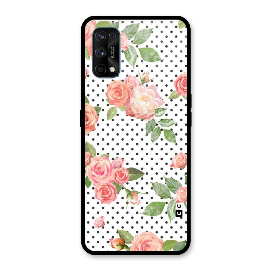 Polka Bloom White Glass Back Case for Realme 7 Pro