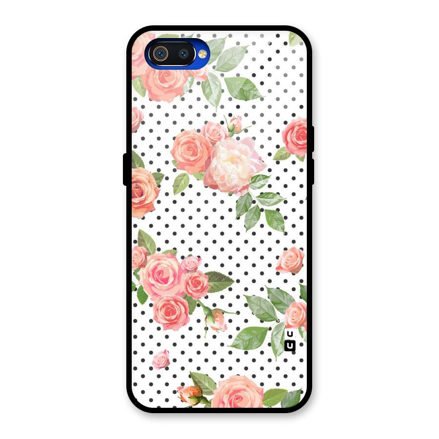 Polka Bloom White Glass Back Case for Realme C2