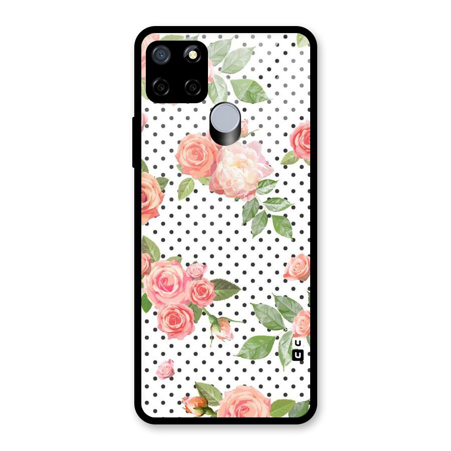 Polka Bloom White Glass Back Case for Realme Narzo 20