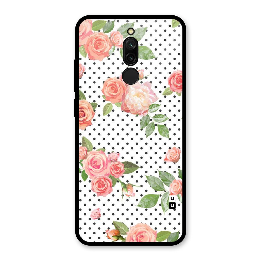 Polka Bloom White Glass Back Case for Redmi 8