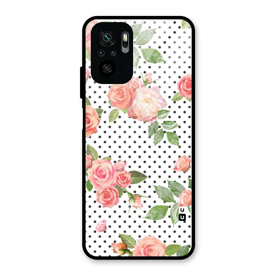 Polka Bloom White Glass Back Case for Redmi Note 10S