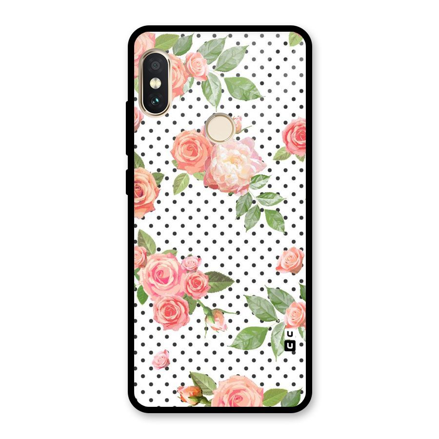 Polka Bloom White Glass Back Case for Redmi Note 5 Pro