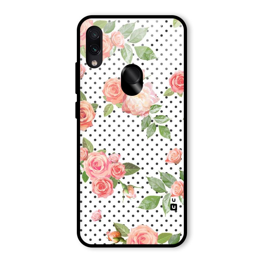Polka Bloom White Glass Back Case for Redmi Note 7S