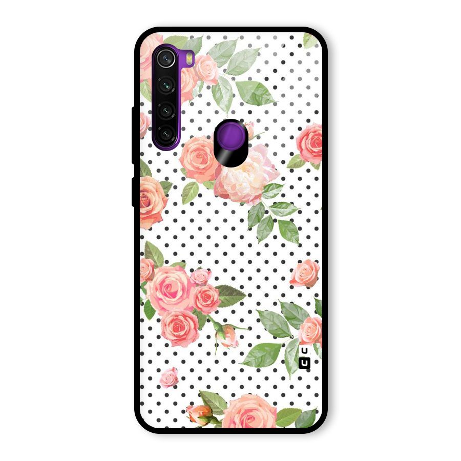 Polka Bloom White Glass Back Case for Redmi Note 8
