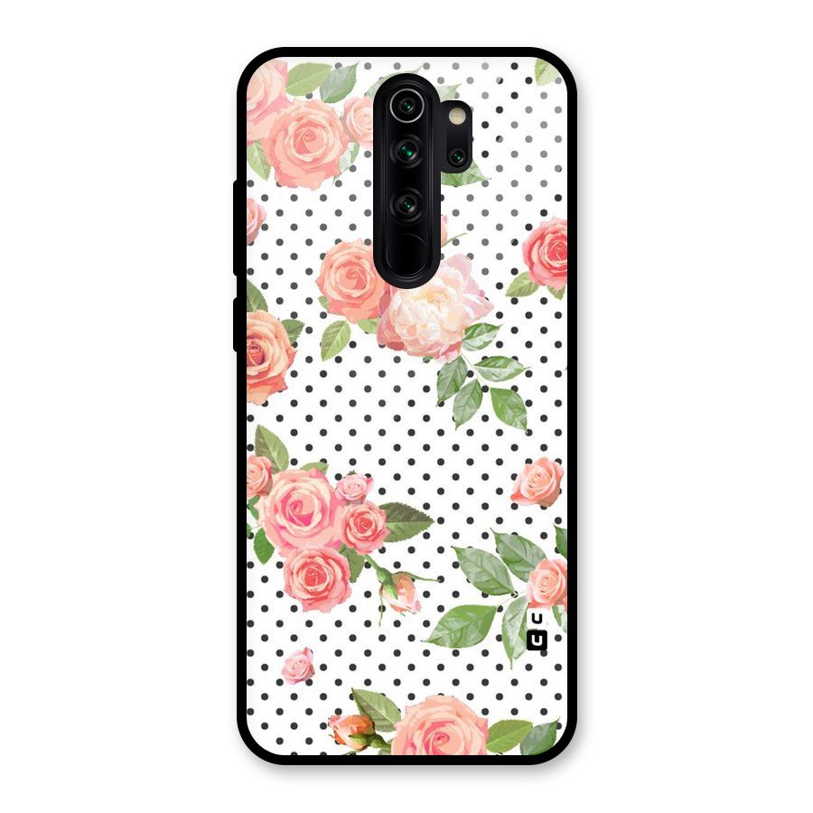 Polka Bloom White Glass Back Case for Redmi Note 8 Pro