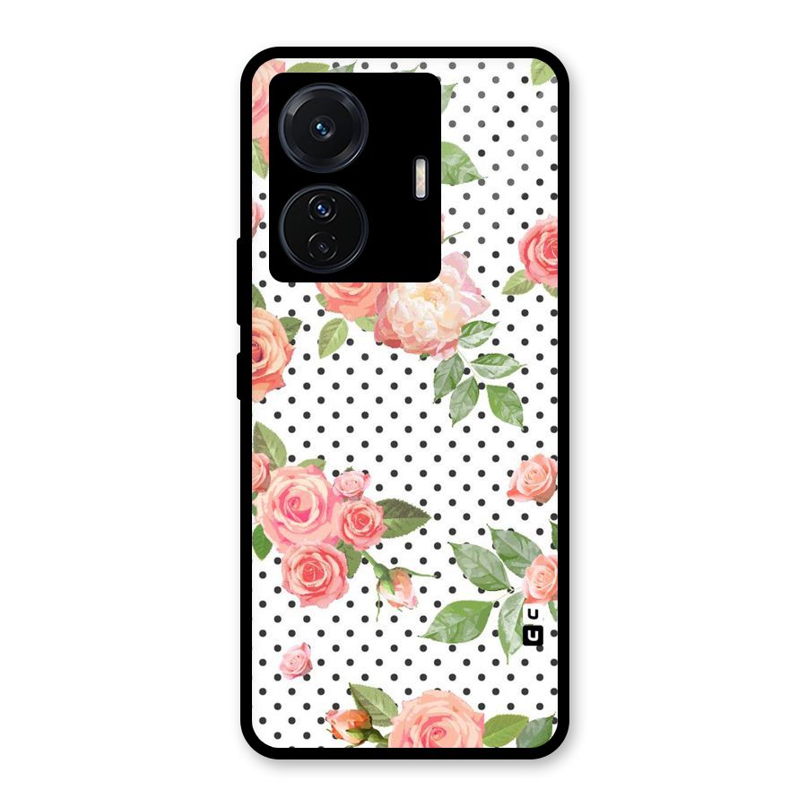Polka Bloom White Glass Back Case for Vivo T1 Pro
