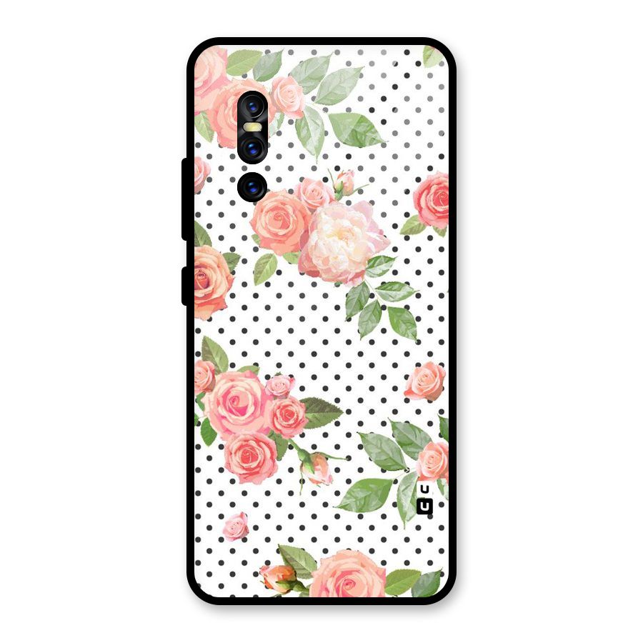 Polka Bloom White Glass Back Case for Vivo V15 Pro