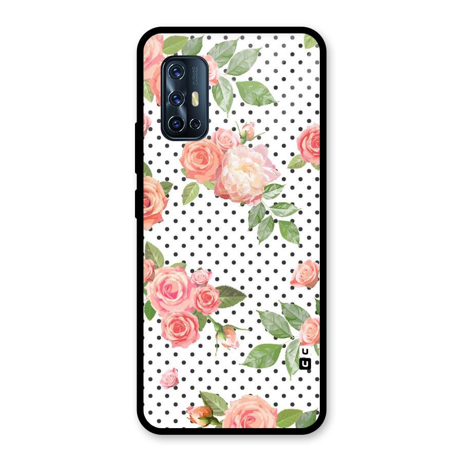 Polka Bloom White Glass Back Case for Vivo V17