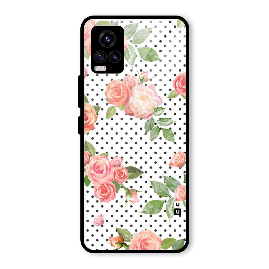 Polka Bloom White Glass Back Case for Vivo V20