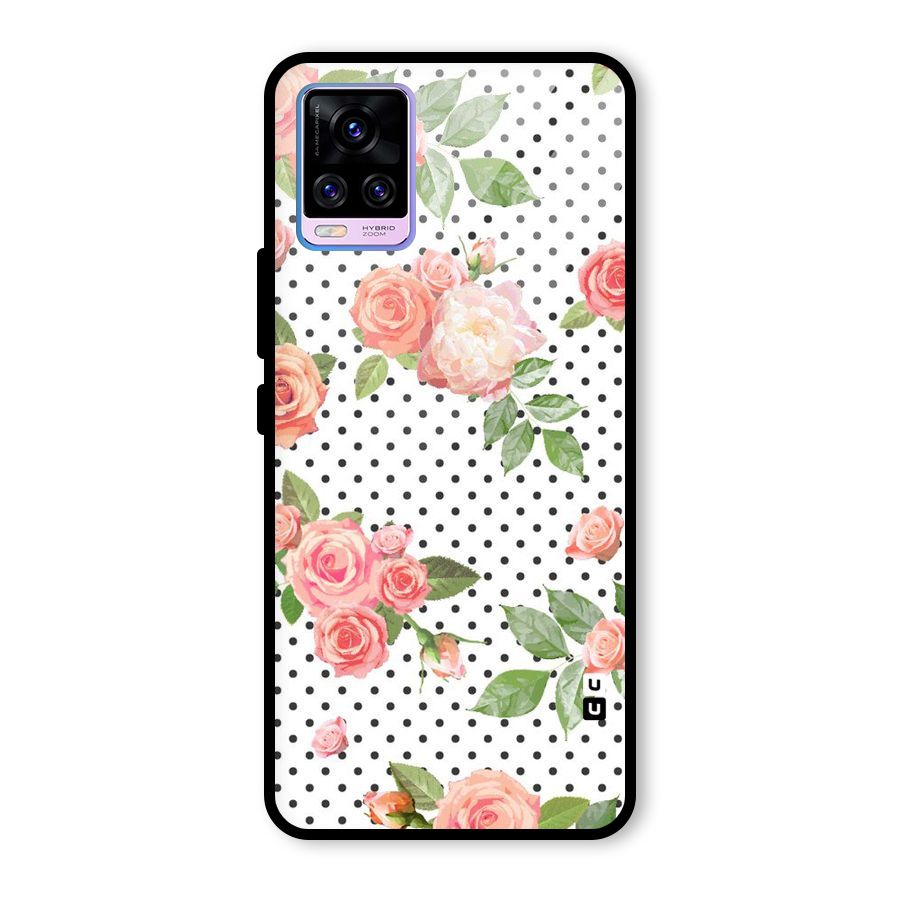 Polka Bloom White Glass Back Case for Vivo V20 Pro