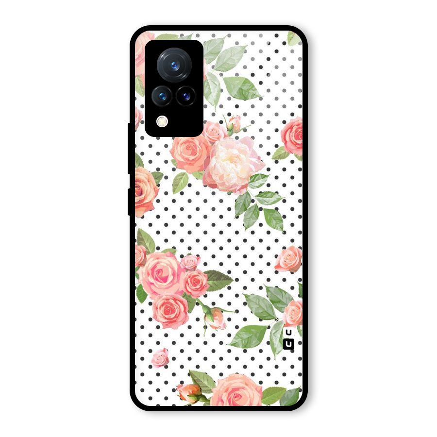 Polka Bloom White Glass Back Case for Vivo V21 5G