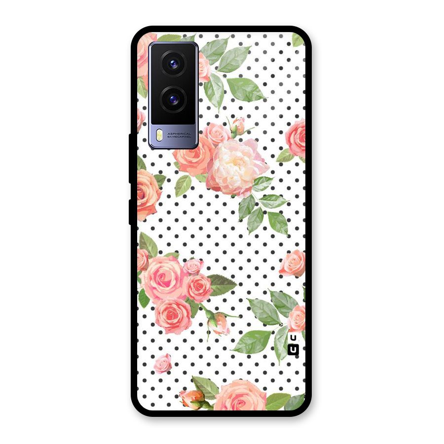 Polka Bloom White Glass Back Case for Vivo V21e 5G