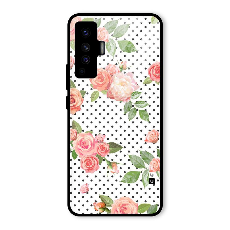 Polka Bloom White Glass Back Case for Vivo X50
