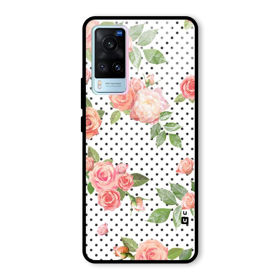 Polka Bloom White Glass Back Case for Vivo X60