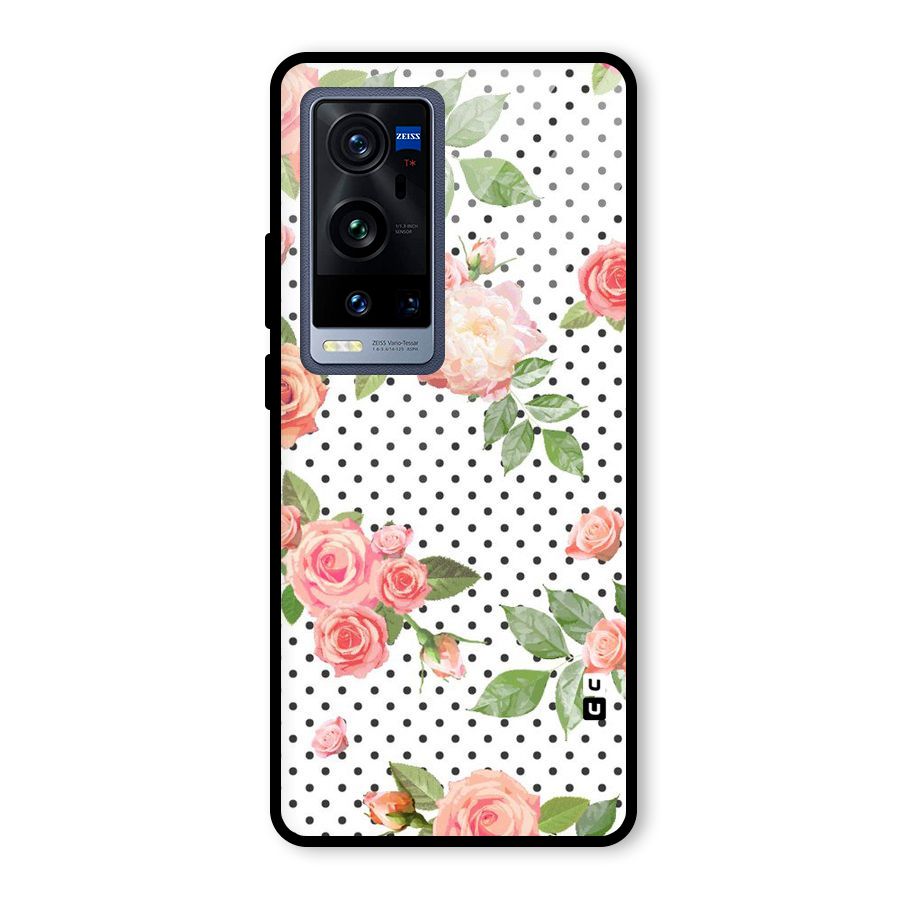 Polka Bloom White Glass Back Case for Vivo X60 Pro Plus