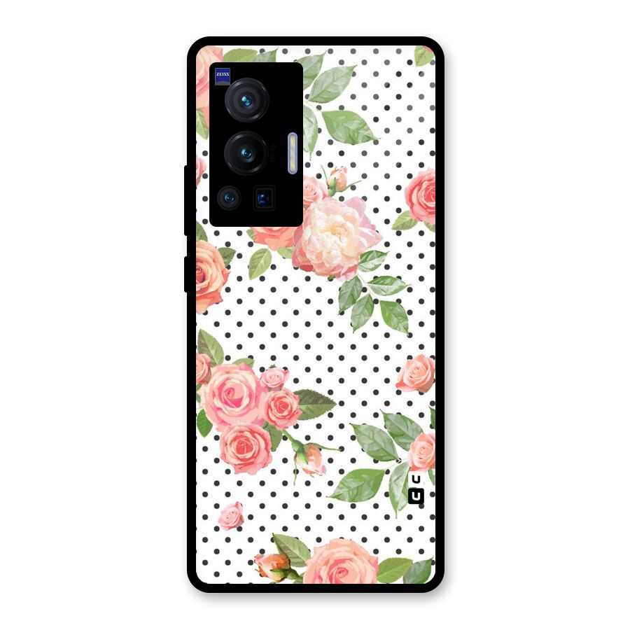 Polka Bloom White Glass Back Case for Vivo X70 Pro