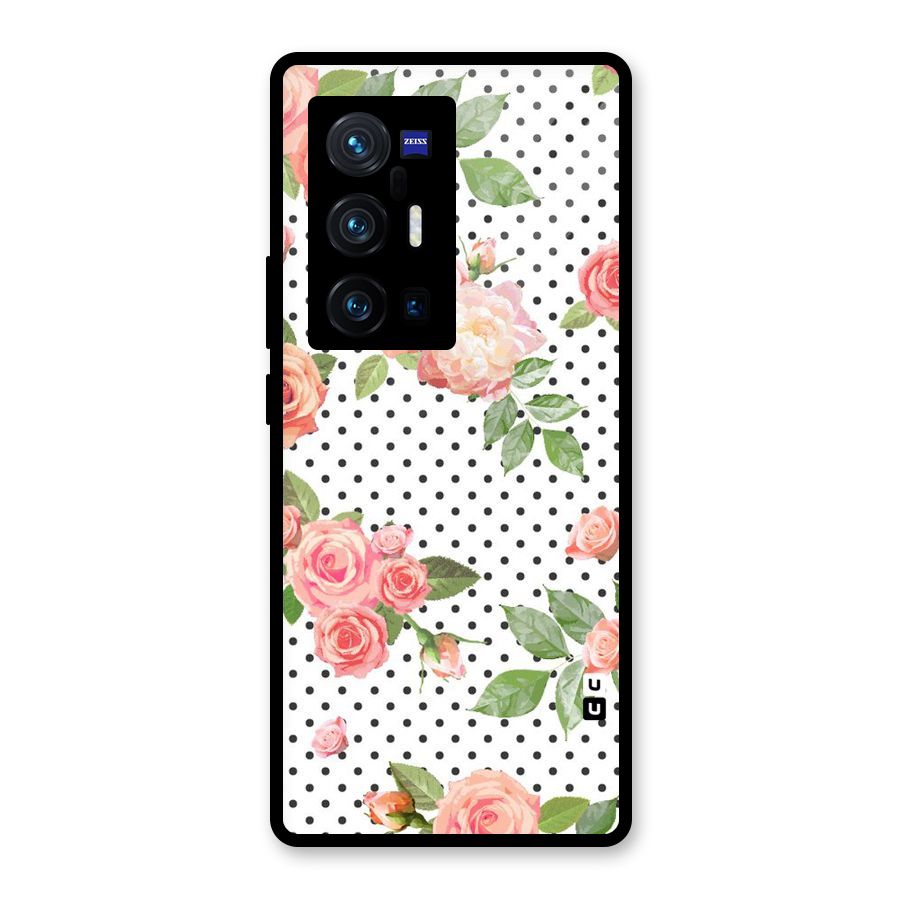 Polka Bloom White Glass Back Case for Vivo X70 Pro Plus