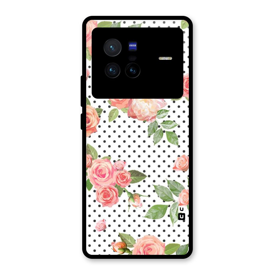 Polka Bloom White Glass Back Case for Vivo X80