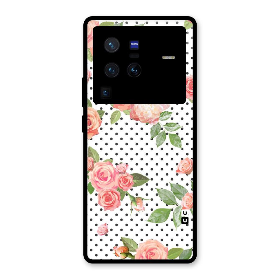 Polka Bloom White Glass Back Case for Vivo X80 Pro