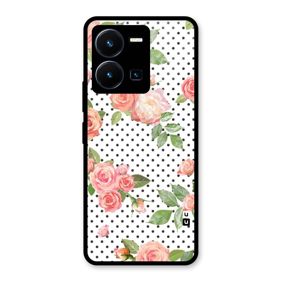 Polka Bloom White Glass Back Case for Vivo Y35