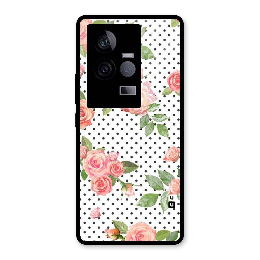Polka Bloom White Glass Back Case for Vivo iQOO 11 5G