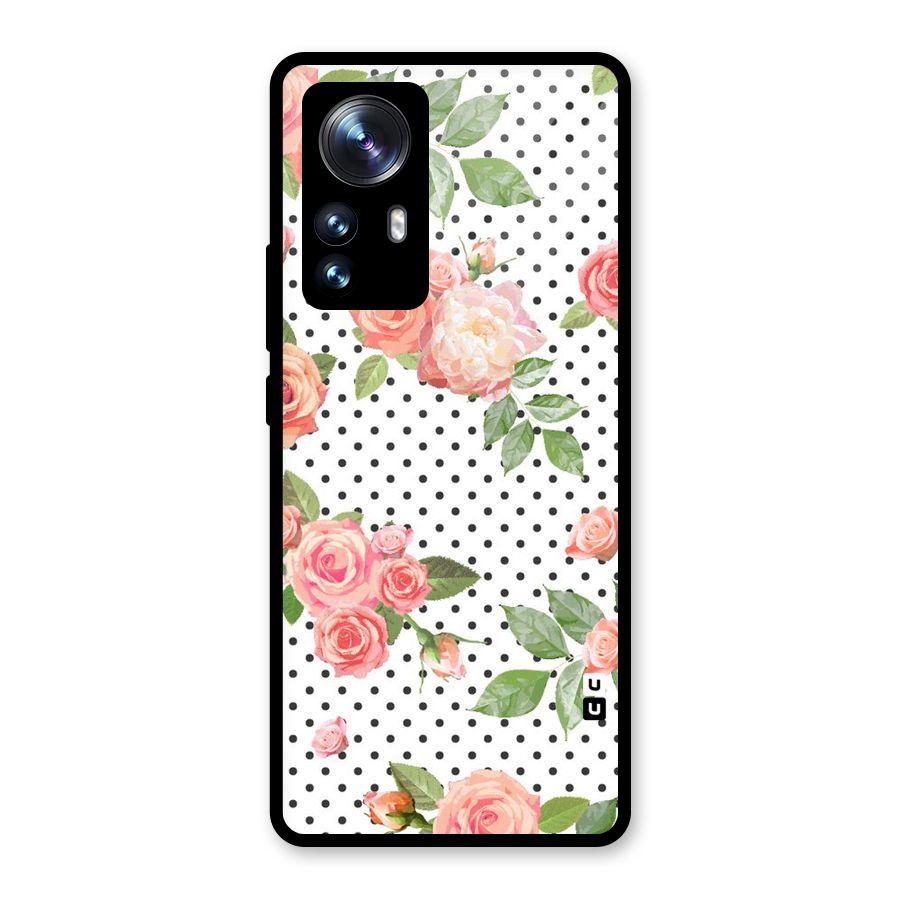 Polka Bloom White Glass Back Case for Xiaomi 12 Pro