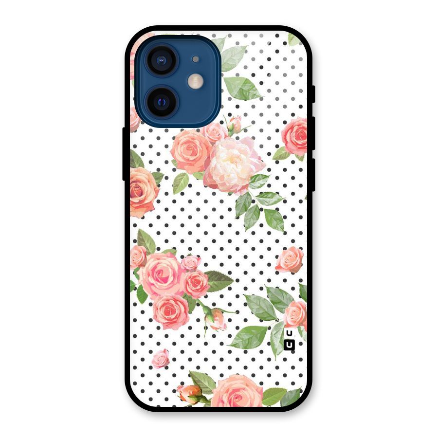 Polka Bloom White Glass Back Case for iPhone 12 Mini