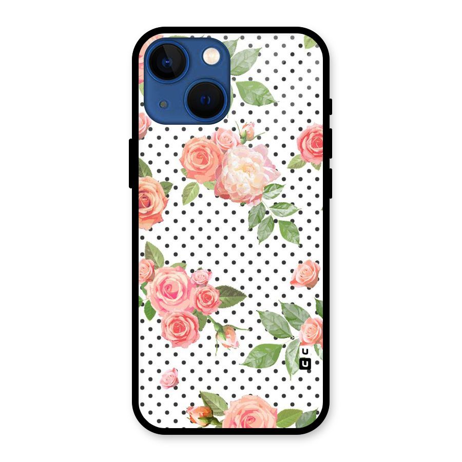 Polka Bloom White Glass Back Case for iPhone 13 Mini