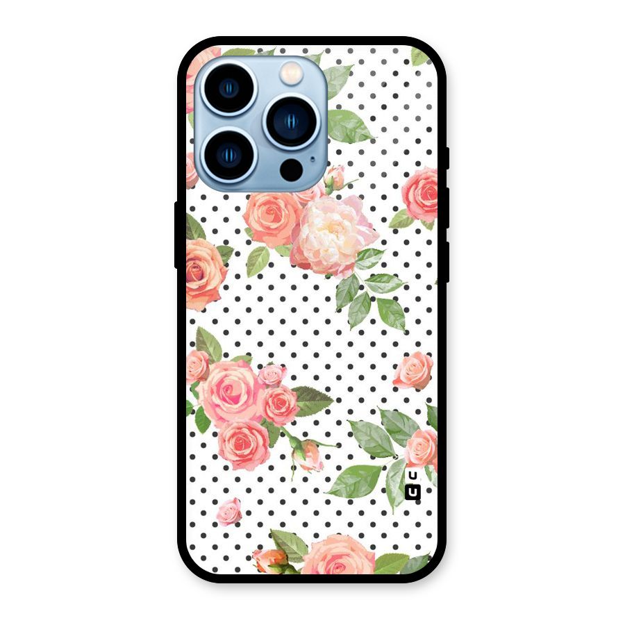 Polka Bloom White Glass Back Case for iPhone 13 Pro