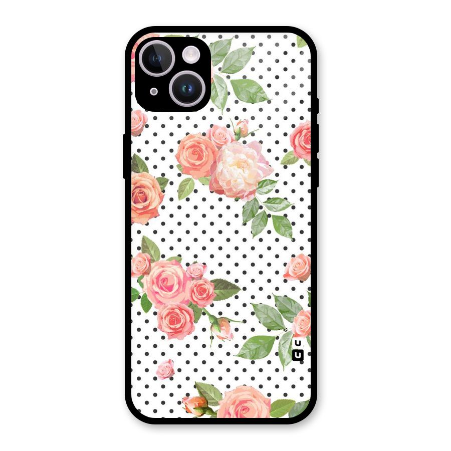 Polka Bloom White Glass Back Case for iPhone 14 Plus