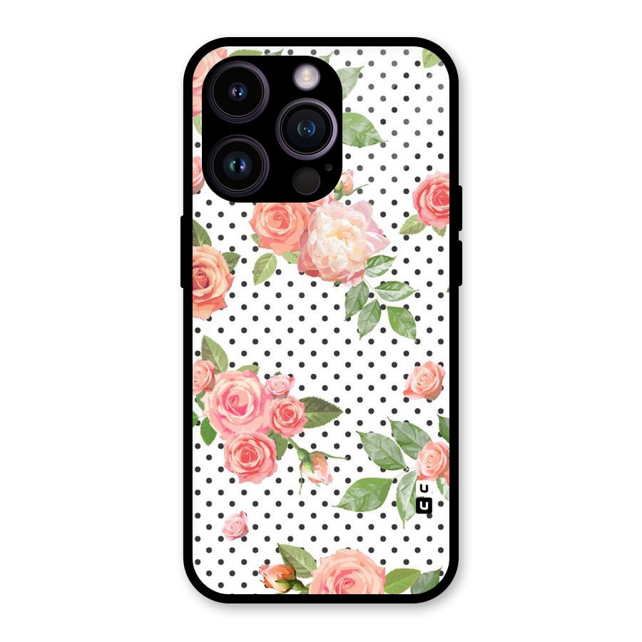 Polka Bloom White Glass Back Case for iPhone 14 Pro