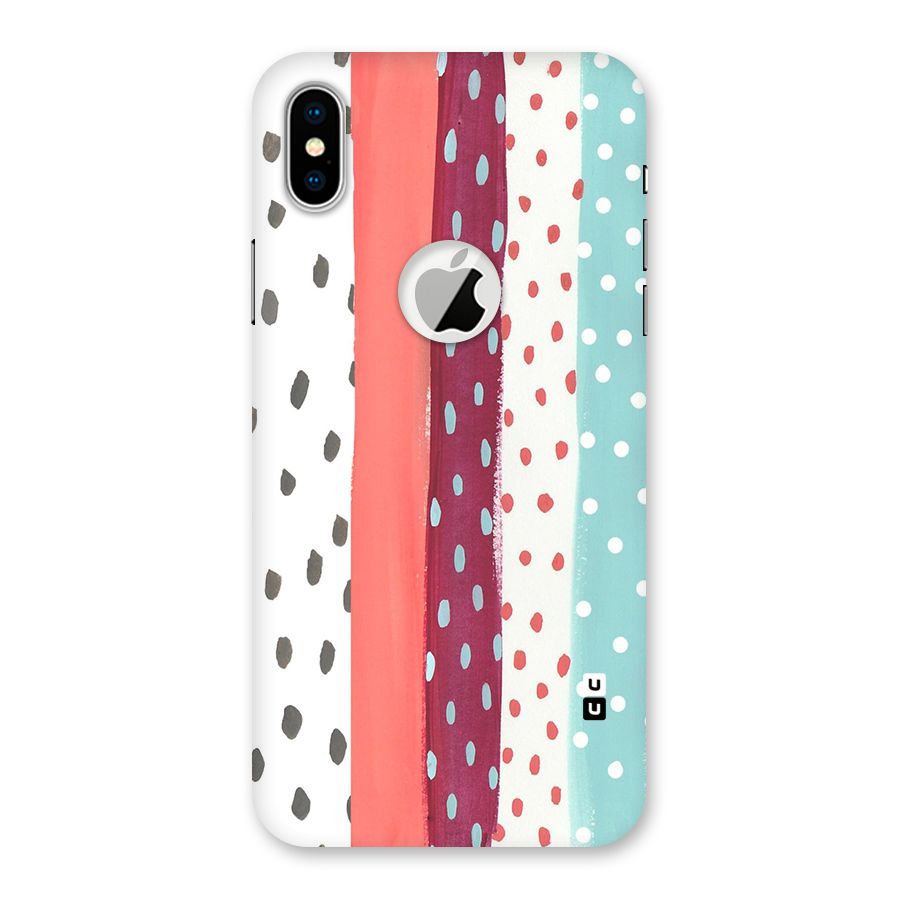 Polka Brush Art Back Case for iPhone XS Logo Cut