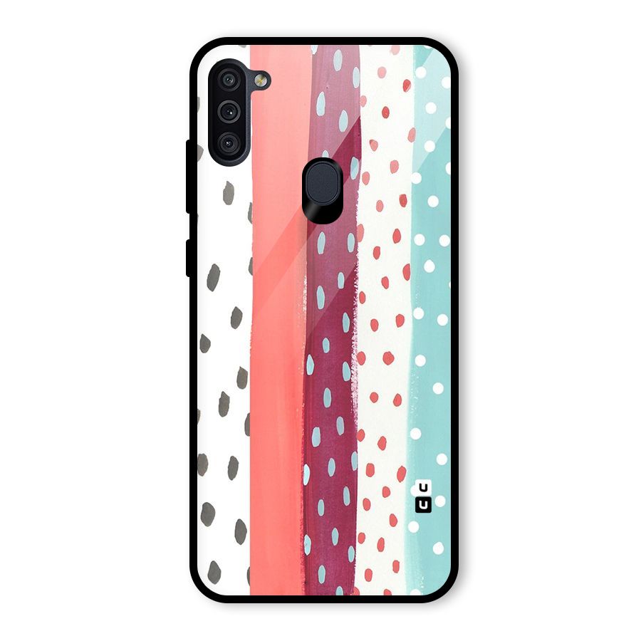 Polka Brush Art Glass Back Case for Galaxy M11