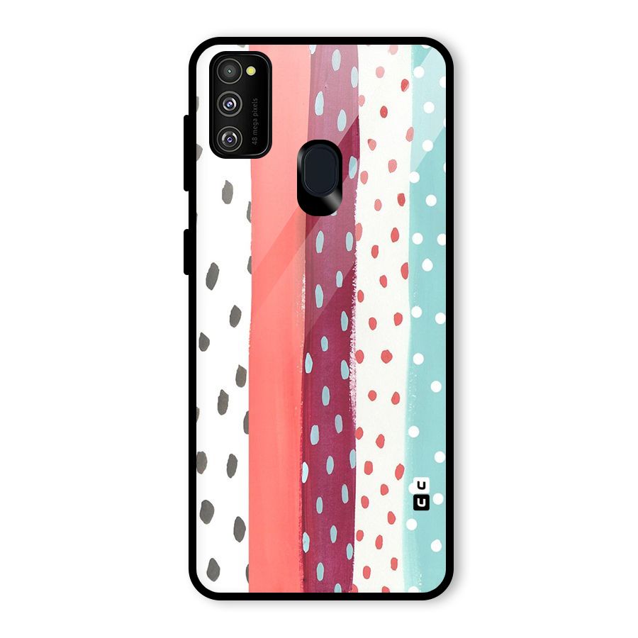Polka Brush Art Glass Back Case for Galaxy M21